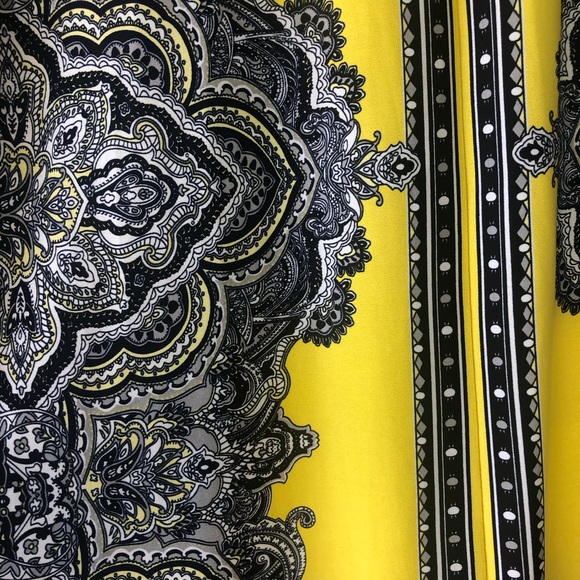 NWOT Sandra Darren Mod Yellow & Blue 3/4 Sleeve Shift Dress Size Large Boho - Picture 3 of 5